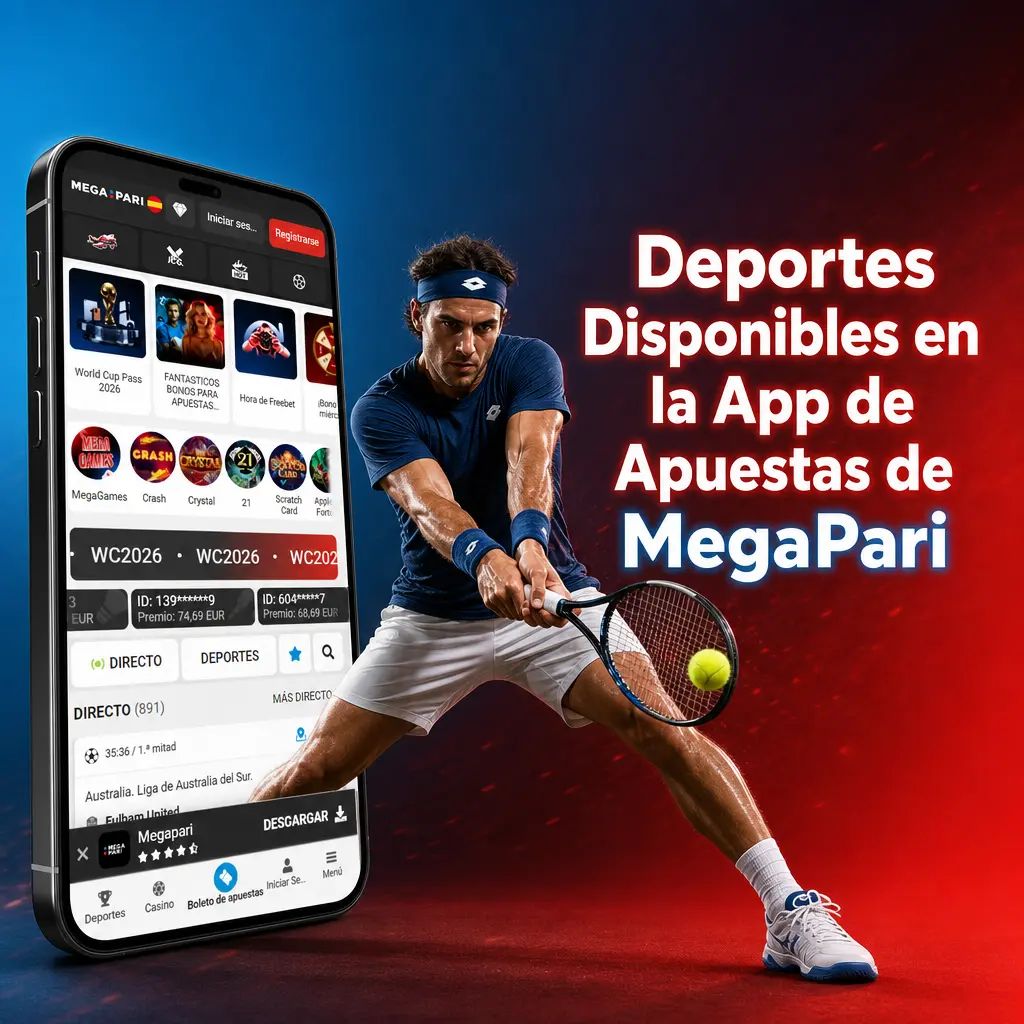 Deportes y eSports disponibles en la app de MegaPari: fútbol, baloncesto, tenis, MMA y más en LIVE y LINE