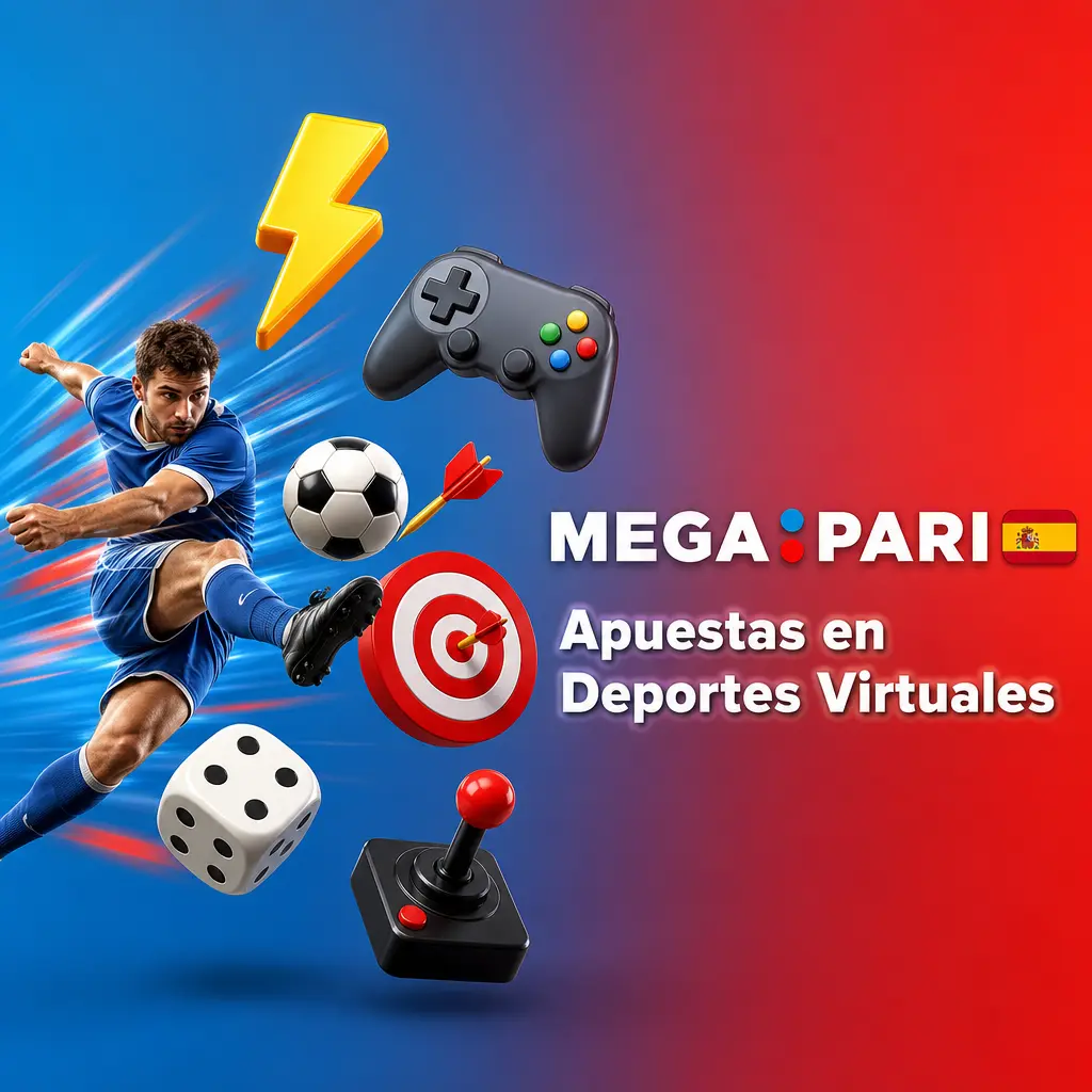Pantalla de apuestas en deportes virtuales de MegaPari con opciones de fútbol, carreras y tenis disponibles 24/7