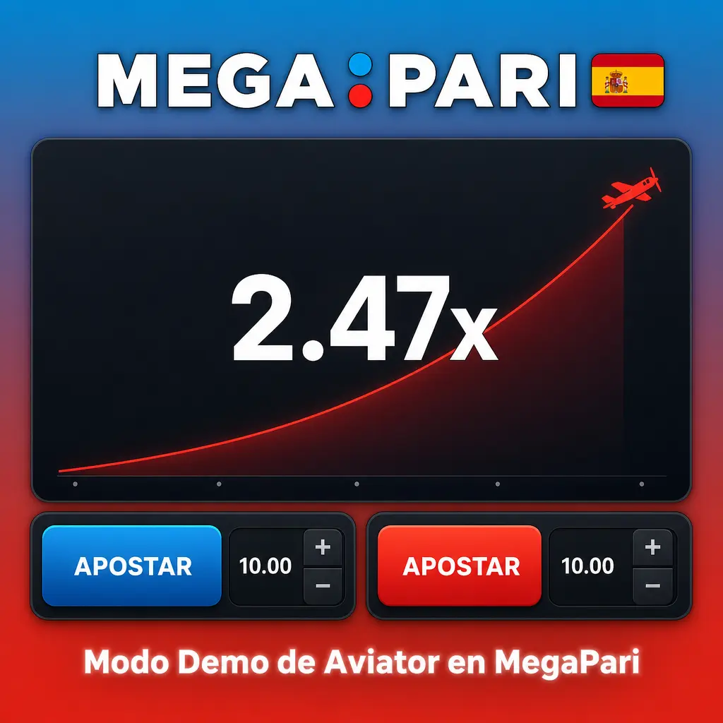 Modo demo de Aviator en MegaPari con dinero virtual, sin registro ni depósito, para practicar mecánicas sin riesgo