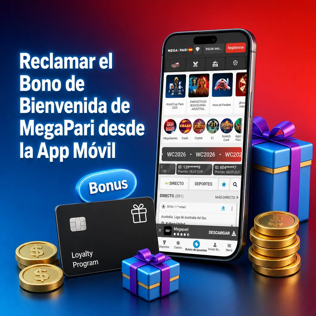 Reclamando el bono de bienvenida de MegaPari desde la app móvil en iOS y Android