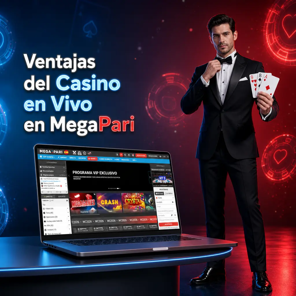 Mesa de casino en vivo MegaPari con crupier real transmitiendo en HD, accesible desde España en móvil o PC